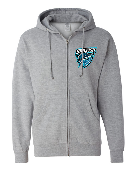 Heather Grey Sigsbee Sailfish Shield full-zip hoodie product mockup