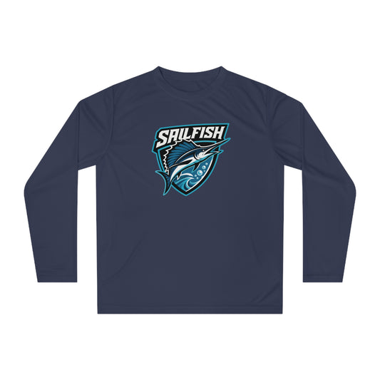 Navy Sigsbee Sailfish Shield Long-Sleeve Performance Tee product mockup