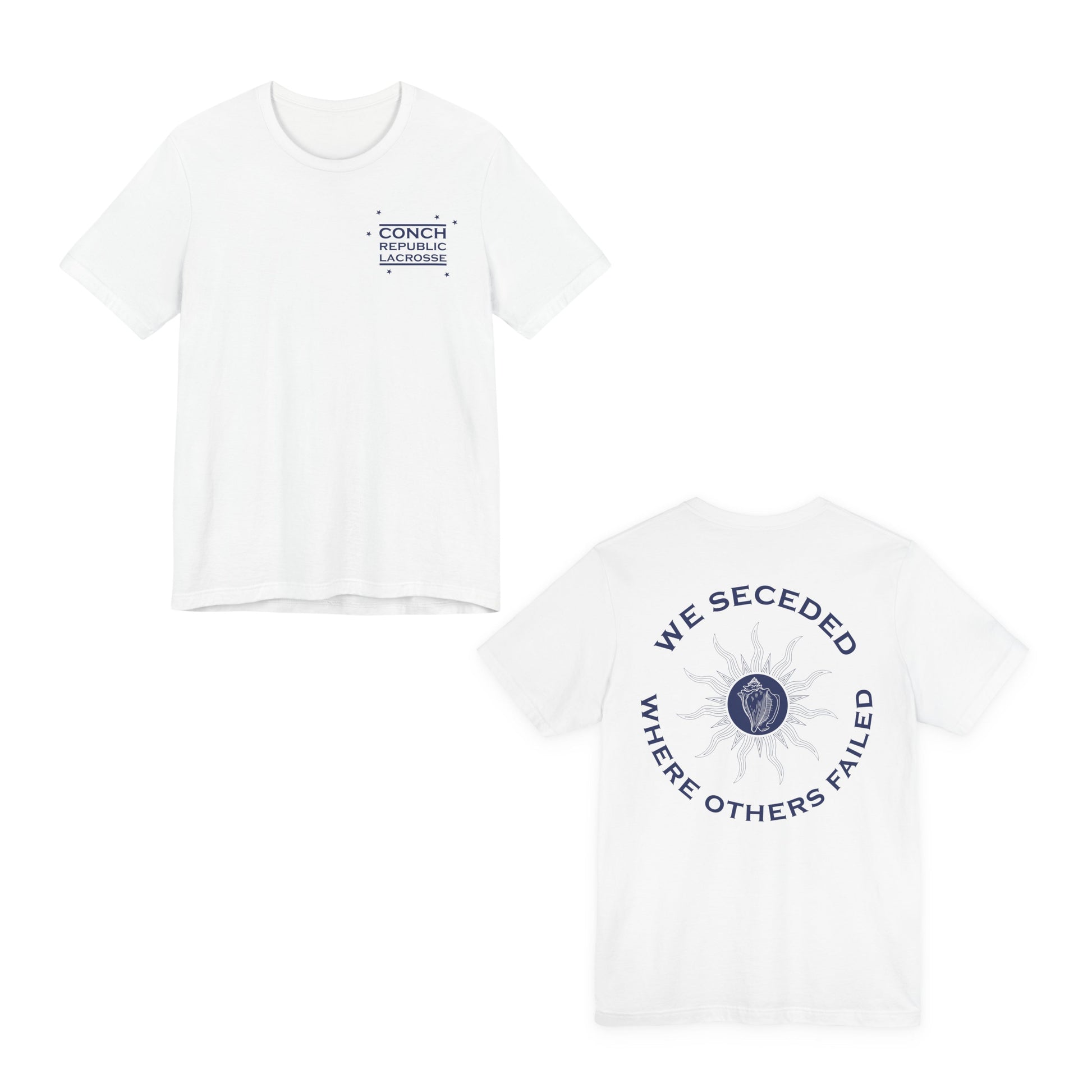 Front and back Conch Republic Lacrosse adult cotton t-shirt