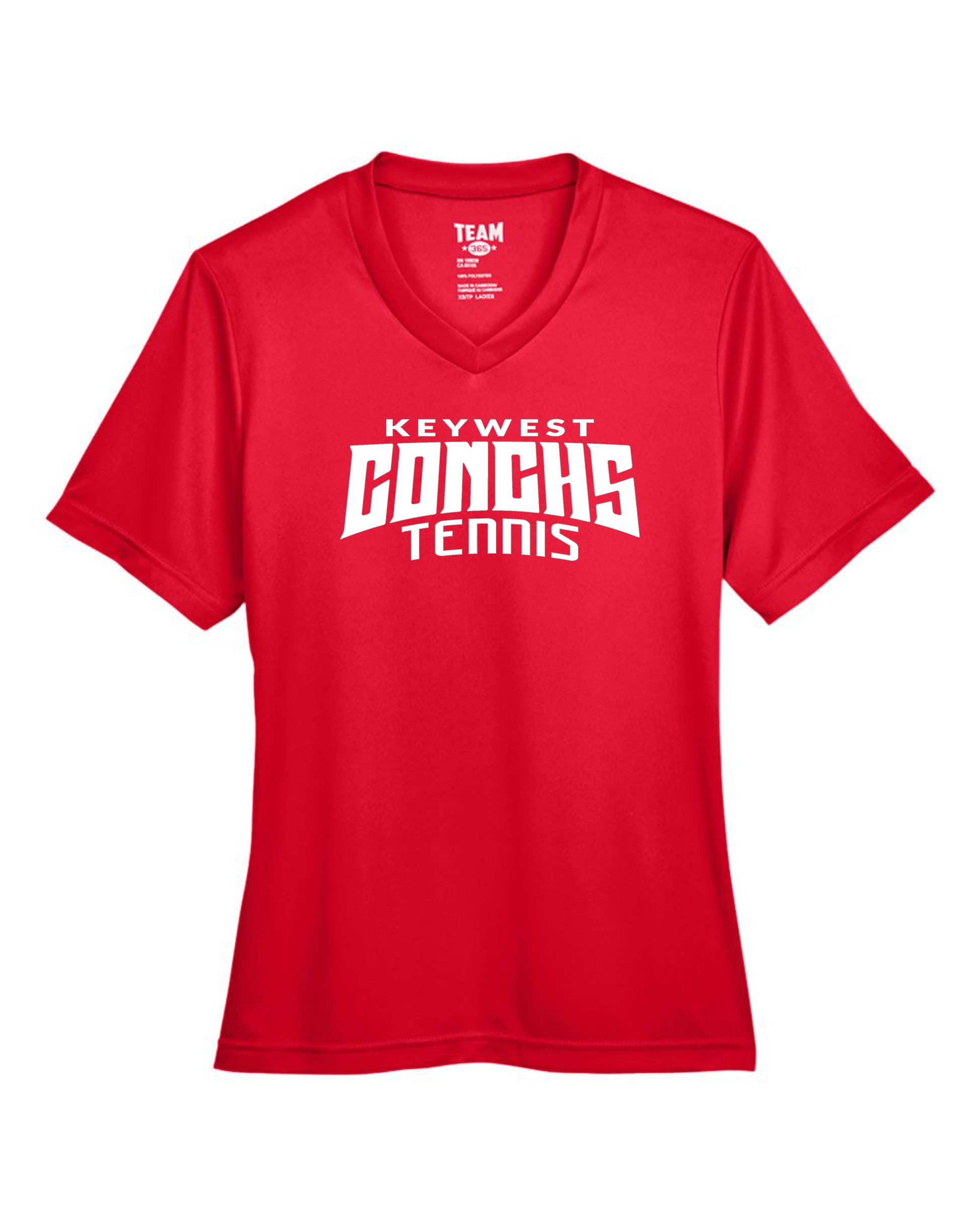 Conchs Tennis women’s athletic t-shirt front view