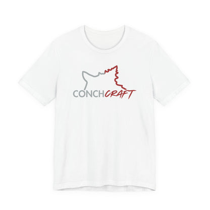 White t-shirt with 'Conch Craft' logo on a white background