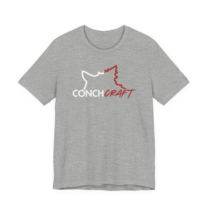 Gray t-shirt with 'Conch Craft' logo on a white background