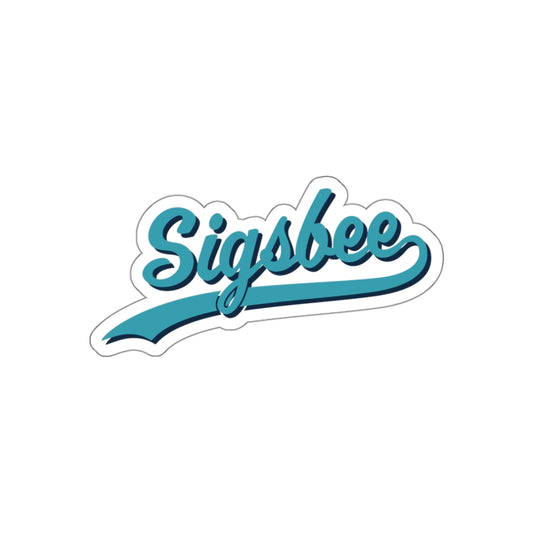 Sigsbee Script Teal matte vinyl sticker