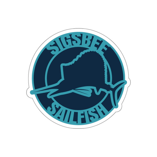 Sigsbee Sailfish Emblem Navy matte vinyl sticker