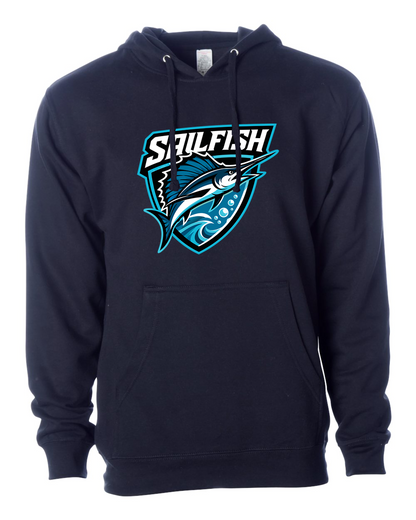 Navy Sigsbee Sailfish Shield pullover hoodie product mockup