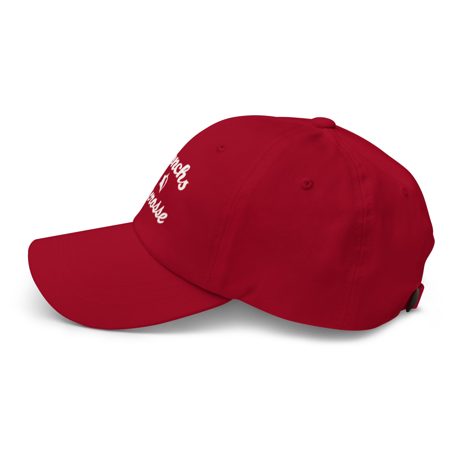 Side view of KWHS Conchs Lacrosse hat with DTF design