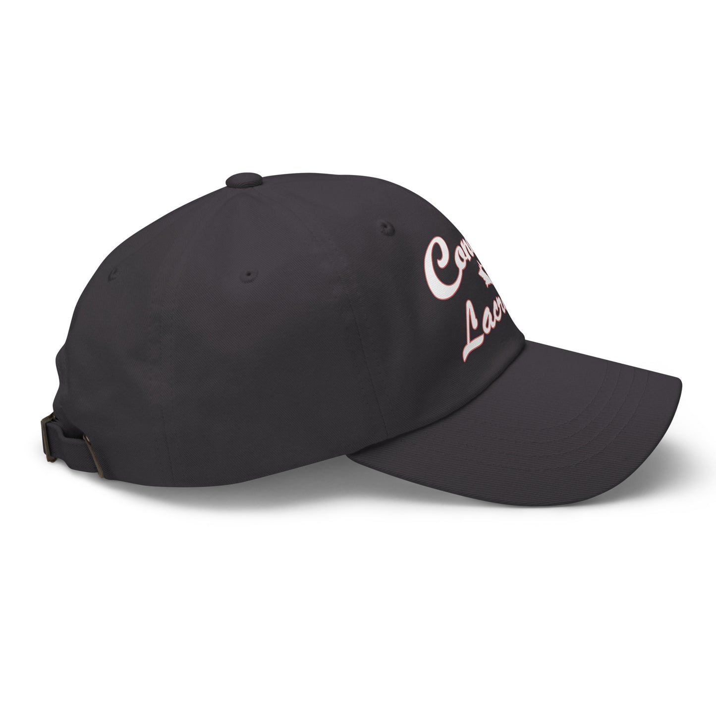 Side view of KWHS Conchs Lacrosse hat with DTF design