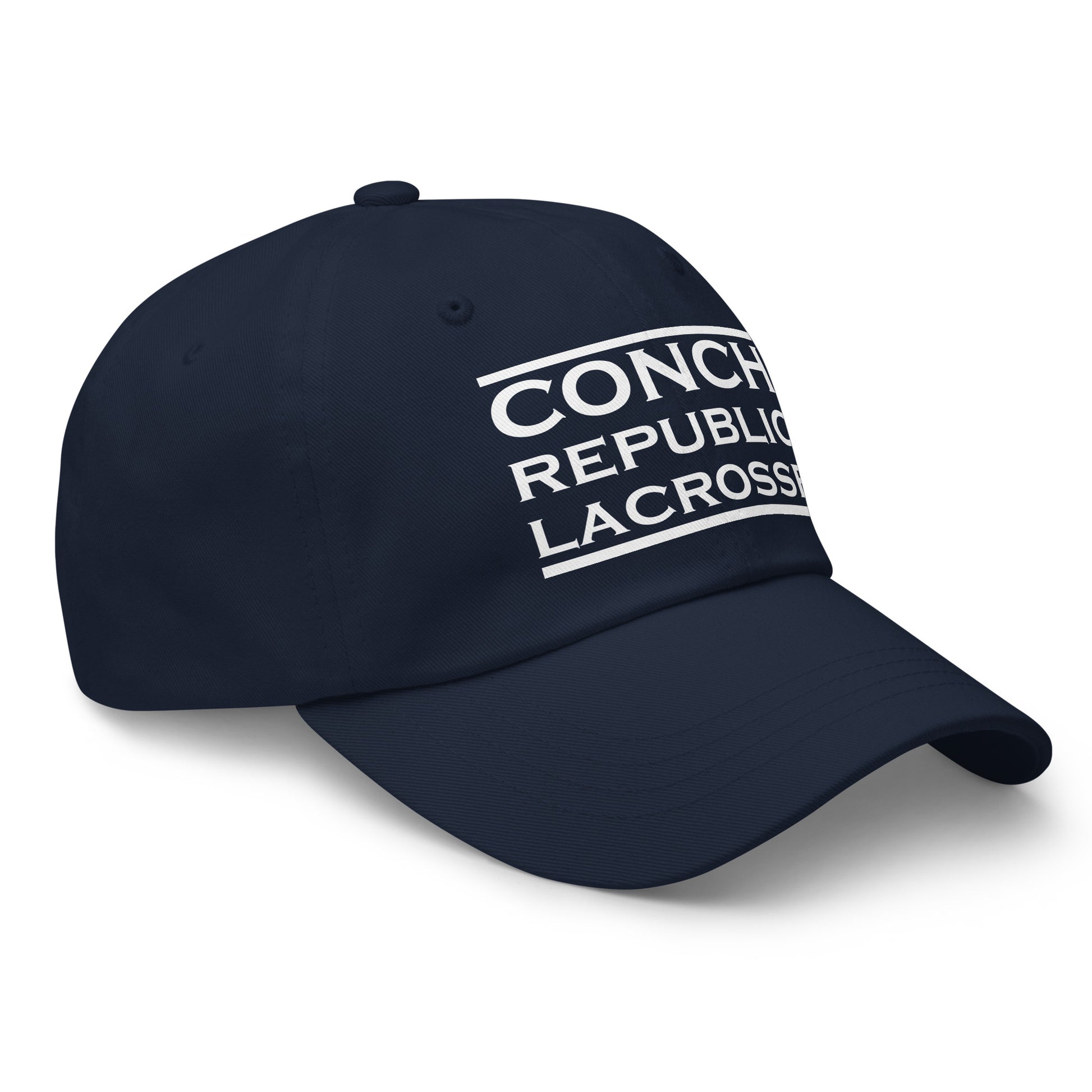 Conch Republic Lacrosse hat front view with DTF print