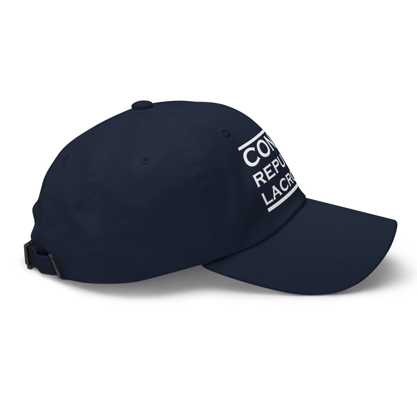 Conch Republic Lacrosse hat side view with DTF print