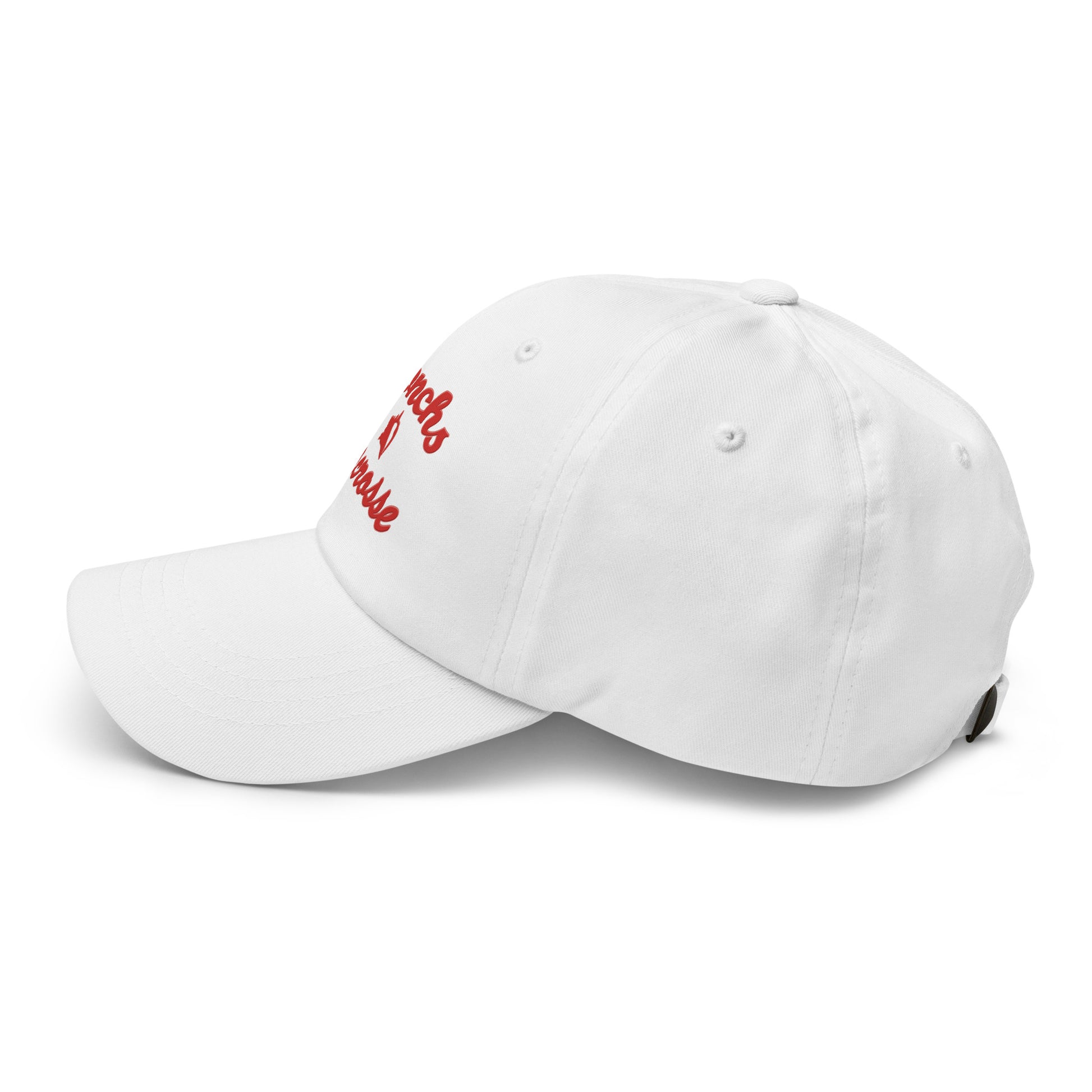 Side view of KWHS Conchs Lacrosse hat with DTF design