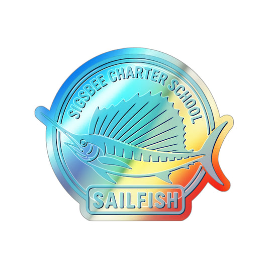 Sigsbee Charter School Sailfish Logo holographic vinyl sticker