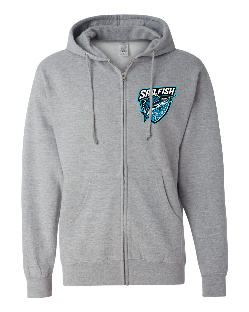 Heather Grey Sigsbee Sailfish Shield full-zip hoodie product mockup