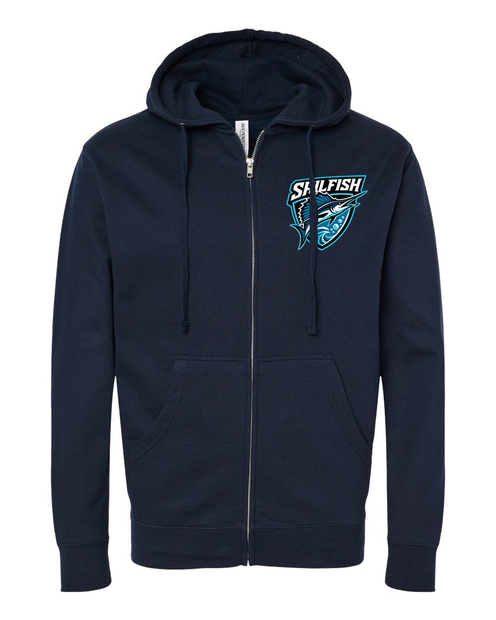 Navy Sigsbee Sailfish Shield full-zip hoodie product mockup