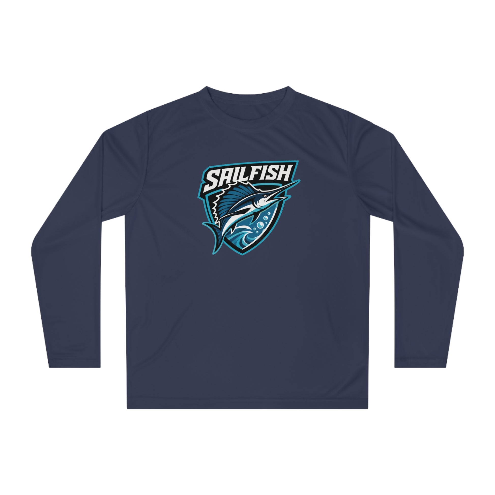 Navy Sigsbee Sailfish Shield Long-Sleeve Performance Tee product mockup